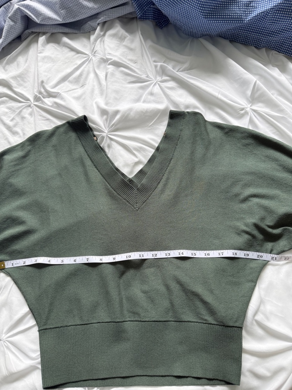 Express Olive Green V-Neck Dolman Sleeve Sweater - Picture 3 of 5